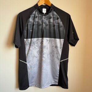 FLX Mens Athletic Performance Short Sleeve‎ Golf Polo Shirt Gray/Black Large